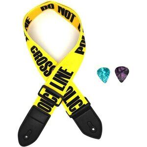 Police Line Guitar Strap Adjustable Acoustic Electric Bass Leather Ends